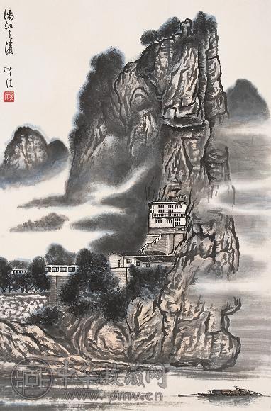 吴休 漓江之滨 镜心 设色纸本