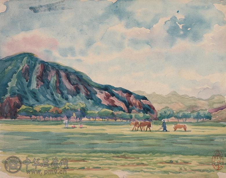 王济远 风景水彩稿 纸上 水彩