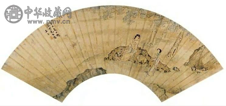 王声 人物 扇面 金笺