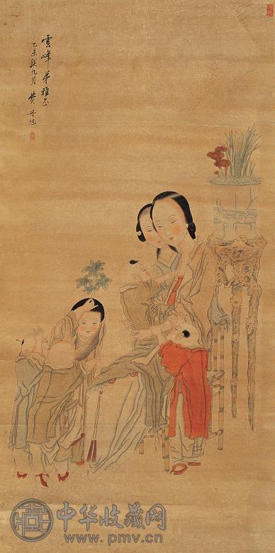 费丹旭 乙未(1835年)作 多子图 立轴 设色纸本