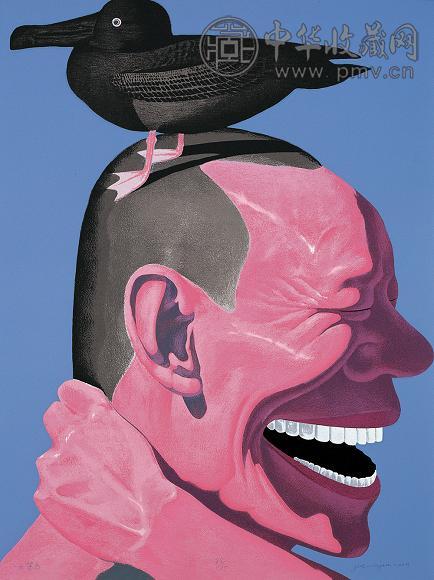 岳敏君 2004年作 大笨鸟 丝网版 75/75