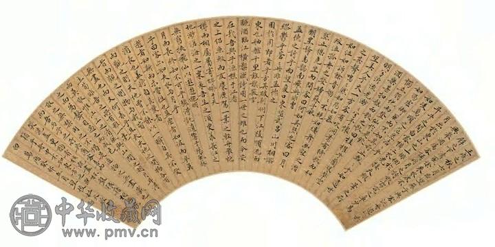 杜大绶 1603年作 楷书《赤壁赋》 扇面 金笺