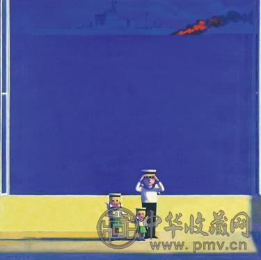 刘野 二○○○年作 看得见海的房间 油画画布 镜框