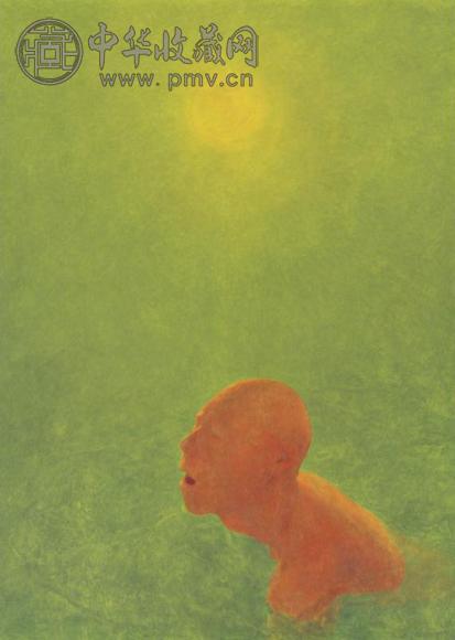 方力钧 1997年作 无题 丙烯画布