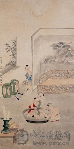 吴友如 1891年作 童戏图 镜心 设色纸本
