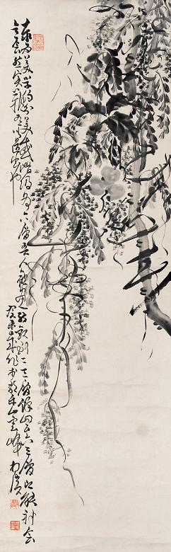 柯璜 紫藤 立轴 水墨纸本