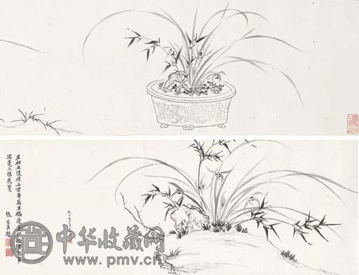 薛素素 1599年作 芝兰竹石 手卷 水墨纸本