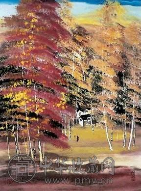 薛宣林 密林春色 镜心 设色纸本