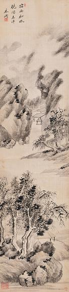 朱渊 山水 立轴 绢本