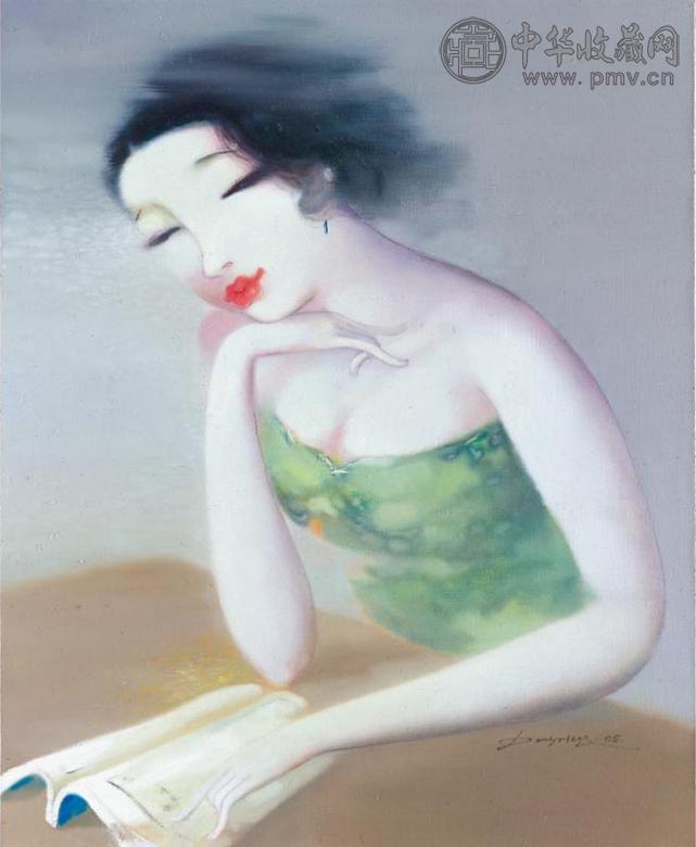 张东红 2005年作 阅读 油画画布 镜框