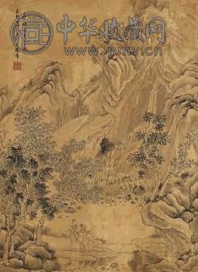 王建章 崇祯癸酉1633年作 山水 镜心 水墨金笺