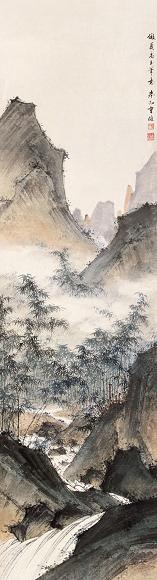 曹权 仿夏圭笔意山水 立轴 纸本