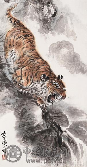 黄子曦 下山虎图 立轴 设色纸本