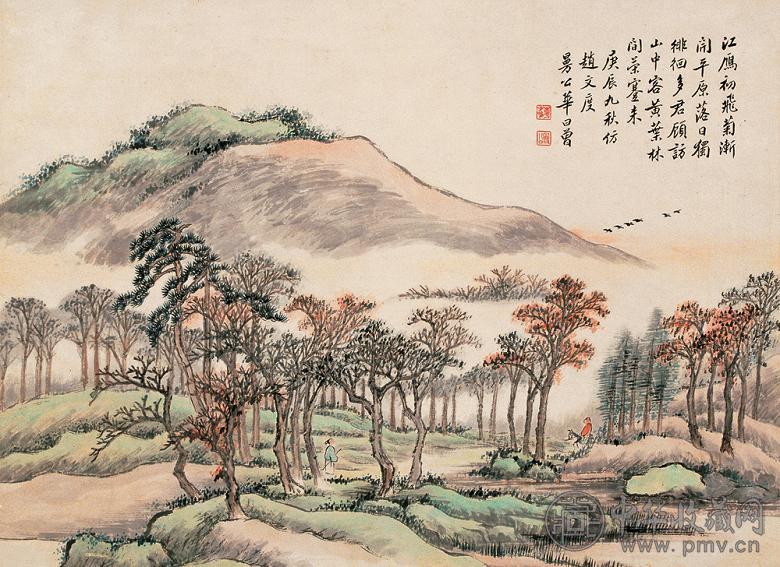 华日曾 山水 立轴 设色纸本