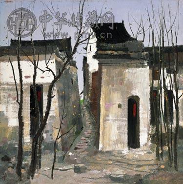 吴冠中 1981年作 鲁迅乡士组画之二 油画木板