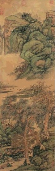 王敬铭 青山白云图 立轴 设色绢本