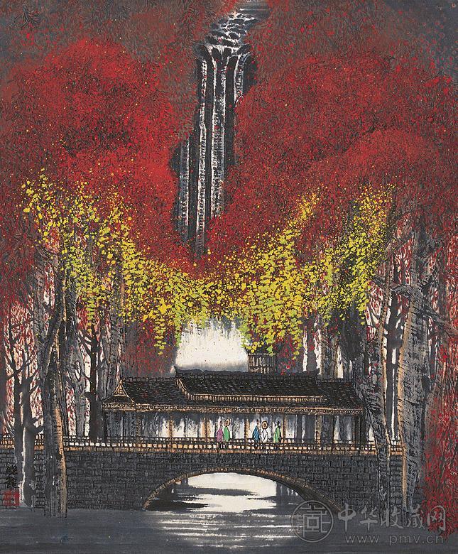 王晓龙 红山绿水间 镜心 纸本