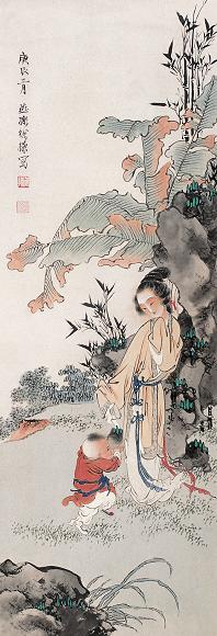 徐操 1940年作 人物 立轴 设色纸本