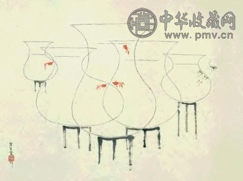 陈其宽 浮游 立轴 设色纸本