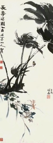 邱石冥 花卉 立轴 纸本