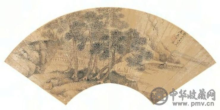 袁沛 山水 扇面