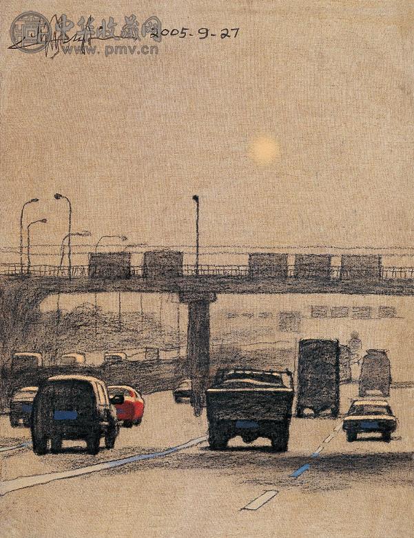 钟飚 2005年作 路·各自的单行道 布面炭笔油彩