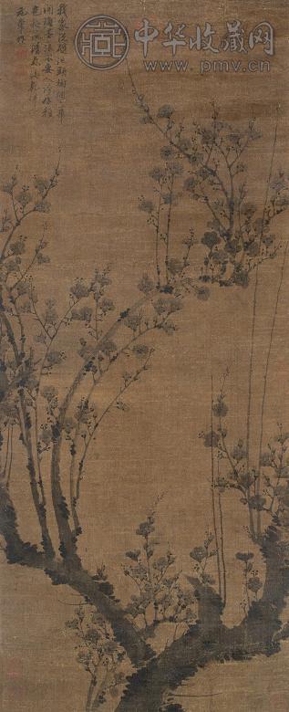 王冕(款) 墨梅图 立轴 水墨绢本