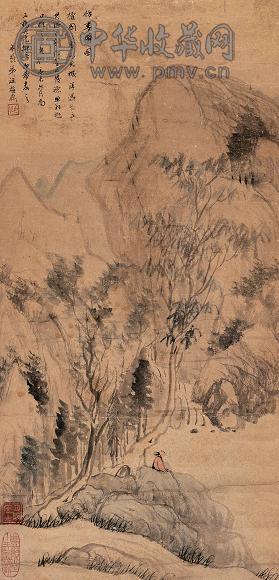 汪梅鼎 山水 立轴 设色纸本