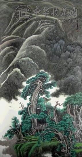 苗重安 山水 立轴 设色纸本