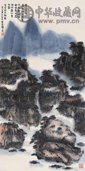 赖少其 1983年作 黄山松涛 立轴 设色纸本