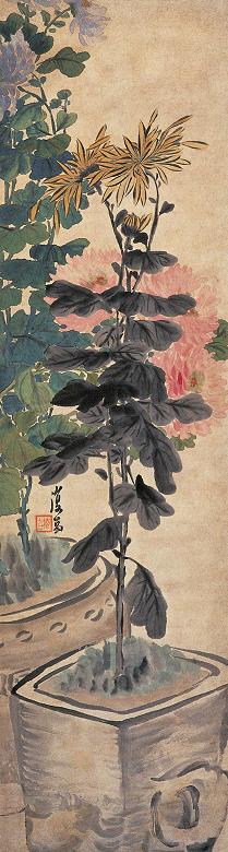 姚燮 富贵长春 立轴 设色纸本