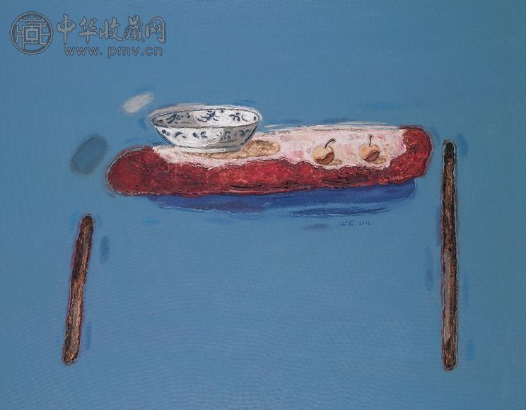 陈淑霞 2002年作 蓝紫 布面油画