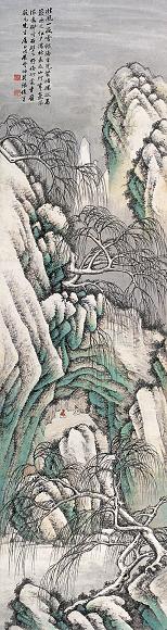 张俊 戊辰(1928年)作 山水 立轴 设色纸本
