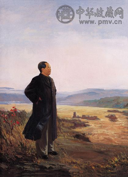 艾中信 1955年 毛主席视察黄河 布面 油画