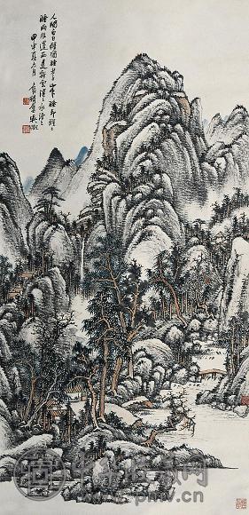 吴澂 山水 立轴 设色纸本