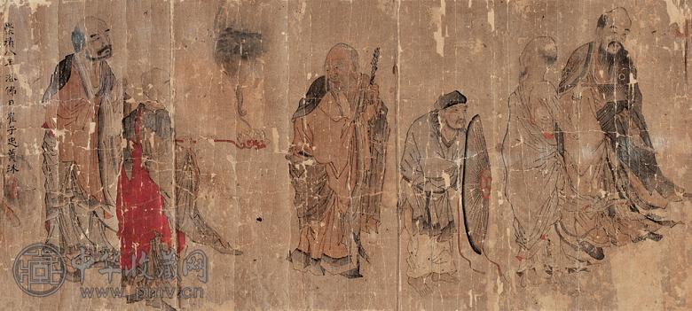 崔子忠 1635年作 罗汉图 单片 设色纸本