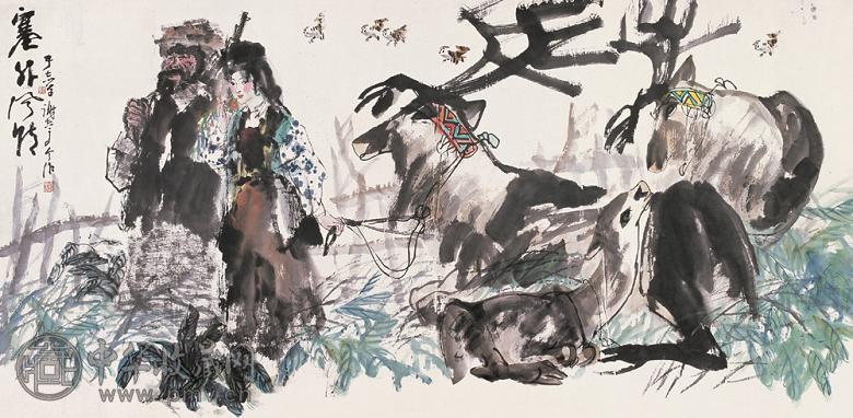 于志学 谢志高 塞外风情 镜心 纸本设色