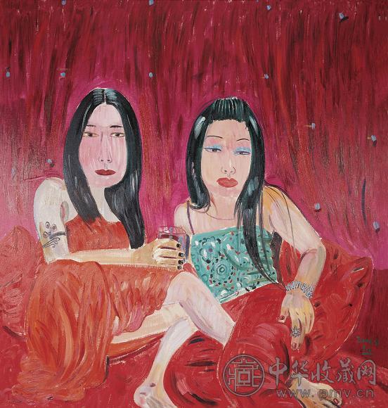 申玲 2004年作 红女 布面油画