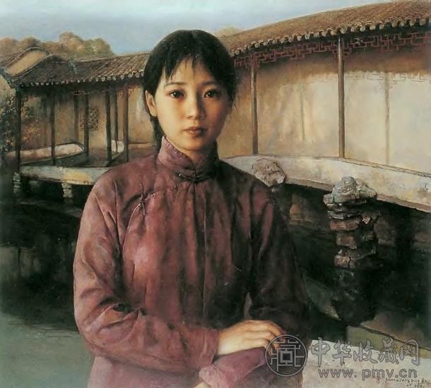 袁正阳 1996年作 廊桥夕照 布面油画