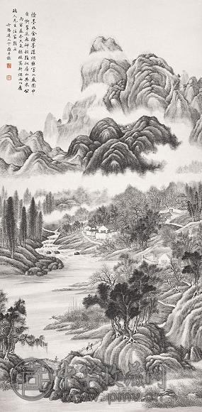 丁愚 1926年作 浓荫叠翠 立轴 水墨纸本