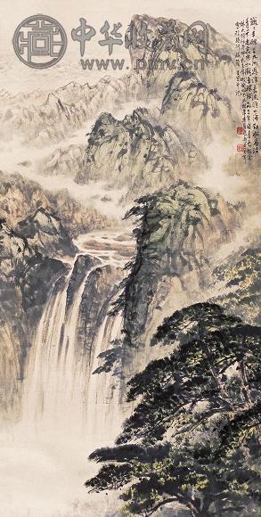 卢星堂 1977年作 巍巍丰碑立九州 立轴 设色纸本