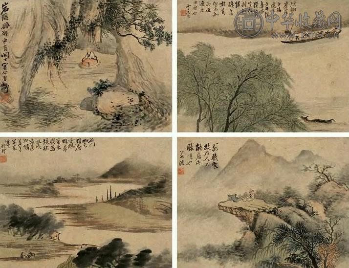 顾若波 1952年作 山水册页 册页(8开) 设色纸本