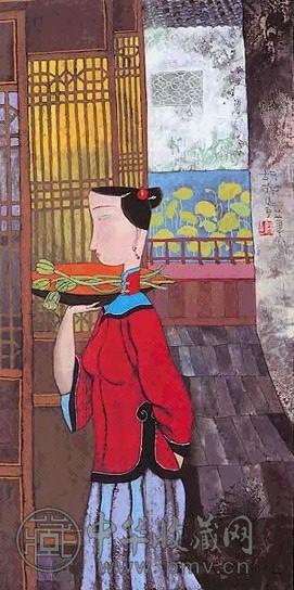 近现代 胡永凯 采莲 镜心