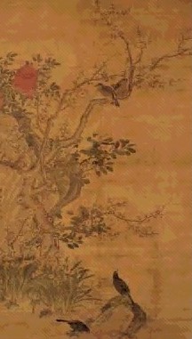 明 范箴 春花春禽 轴