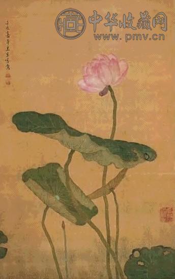 朱峤 荷花 立轴 设色绢本