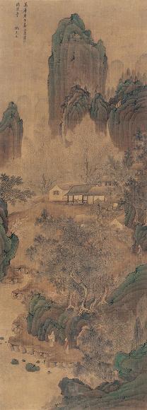 姚允在(款) 山水 立轴 绢本