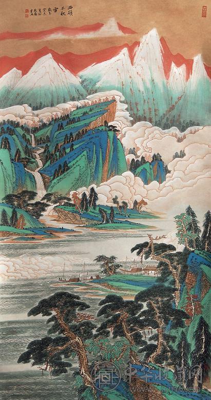 林茂森 2003年作 西岭千秋 立轴 设色纸本