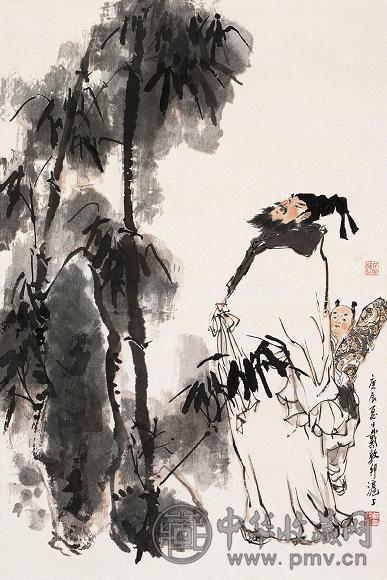 戴敦邦 2000年作 观竹图 镜心 设色纸本