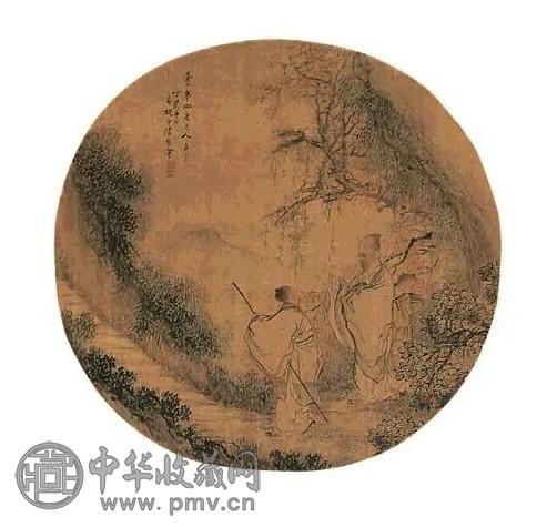 陈毅 人物 扇面 设色绢本