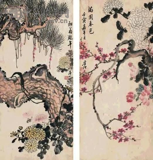 房虎卿 花卉 镜心